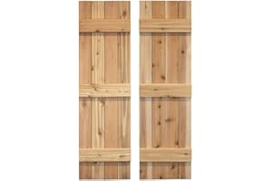 DOGBERRY COLLECTIONS Dogberry 14 in. x 48 in. Unfinished Traditional Board & Batten Exterior Shutters Pair