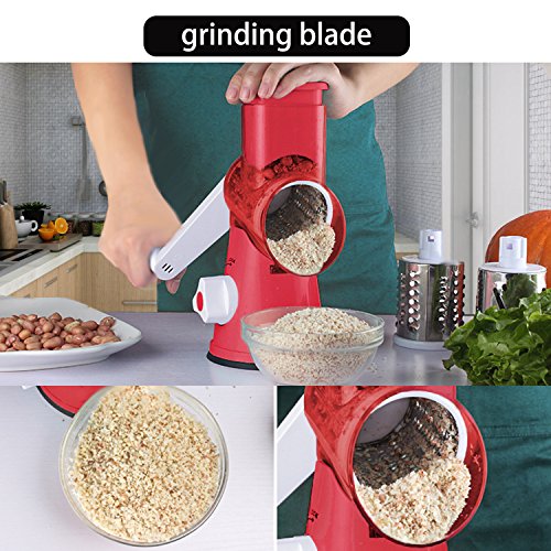 image for HOXANEY Round Drum Mandoline Slicer Rotary Cheese Grater Manual Vegeta