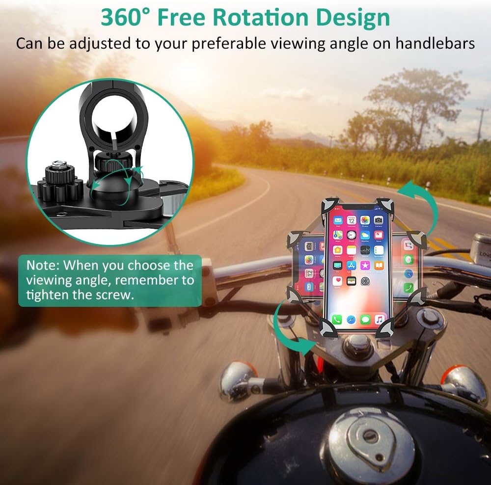 Bovon Anti-Shake Bike Phone Mount, 360 Rotation Universal Bicycle Motorcycle Phone Mount Holder Stand Cradle Clamp Compatible with iPhone 12 Pro Max/12 mini/12/11 Pro/XR/XS MAX, Samsung Galaxy S20: Electronics
