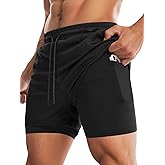 Aolesy Men's Gym Shorts with Liner 5"/7"/9" Lightweight Running Shorts Mesh Workout Athletic Shorts with Pockets