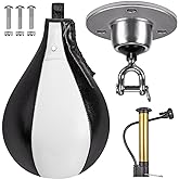 Benelabel Boxing Speed Bag Kit & Boxing Speed Bag - Premium Leather Bag with 360° Swivel and Inflator - Easy to Install and Use - Improve Your Speed and Reflexes