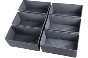 Sock Drawer Organizer Set of 6 Storage Boxes, Underwear Organizer Dividers, Dresser Drawer Dividers for Clothes, Closet Cabin