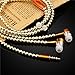 Fashionable Jewelry Pearl Necklace Earphones with Mic Beads 3.5mm in-Ear Wired Headphone Headphone Connect to iPod, iPhone, Droid, BlackBerry, Mp3 Player and All 3.5mm Audio Devices (Gold)