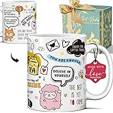 Koouyiedy Positivi-Tea Mug, Positivity Self Affirmation Coffee Gift for Teacher Therapist Counselor, Funny Mug Gift for Best Friend