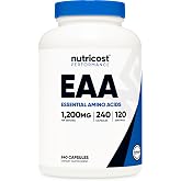Nutricost EAA Capsules 1200mg, 240 Capsules, Essential Amino Acids | 120 Servings, Gluten-Free, Vegan, GMO-Free