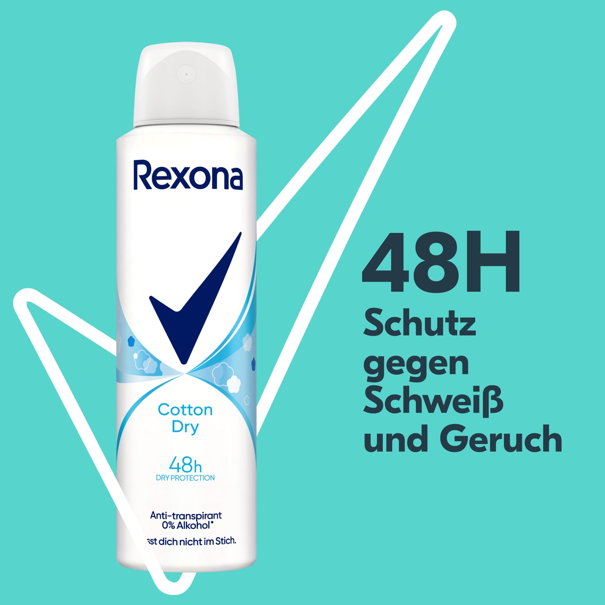 Rexona Women Anti Transpirant Spray Cotton Dry Deospray mit 48 Stunden Schutz gegen Körpergeruch und Achselnässe mit Anti-Transpirant-Technologie 6x 150 ml 5