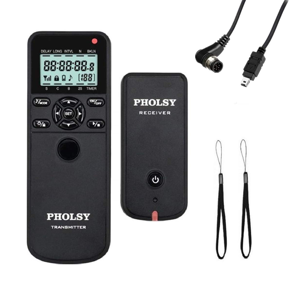 PHOLSY Wireless Camera Remote Release Control Intervalometer and HDR for Nikon Z8, Z9, Z7, Z6, D750, D780, D7500, D7200, D5600, D5500, P7700, P7800, P950, D3, D4, D5, D6, D800, D850, D810, D700, D500