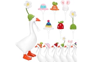 GANSHAYA 6 Pcs Desk Goose Hats 7 Inches Desk Goose Mini Knitting Hats with Adjustable Strap for Magnetic Key Holder Goose Statue