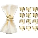 ALXBSONE Gold Napkin Rings, Metal Napkin Rings Set of 12, Napkins Ring Set for Party, Birthday, Thanksgiving Dining Table Dec