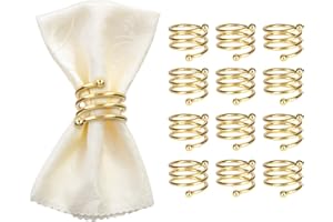 ALXBSONE Gold Napkin Rings, Metal Napkin Rings Set of 12, Napkins Ring Set for Party, Birthday, Thanksgiving Dining Table Dec