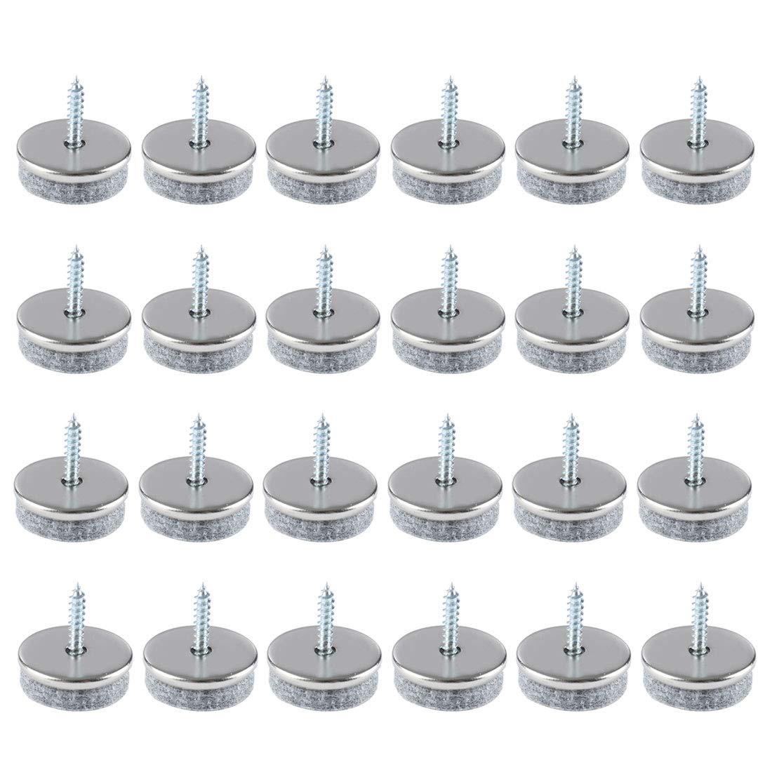 sourcing map Screw Felt Gliders Furniture Pads DIY Cabinet Protector 28mm 1 1/8" Dia 24pcs