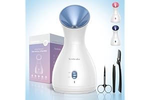 Newbealer 2in1 Facial Steamer, Hot Mist Facial Aromatherapy Humidifier Atomizer, Large Face Steamer Unclogs Pores Sinuses Moisturizing, Home Sauna Spa with Eyebrow Set (Blue, 170ml)