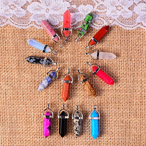 5 Gemstone+Pendant+Hexagonal+Crystal+Pendants