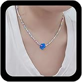 Ximdble Vintage Seed Bead Choker Necklace Colorful Rice Bead Necklace Rainbow Bead Chain Necklace Yellow Acrylic Flower Choker Neckclace Boho Flower Choker Necklace Jewelry for Women