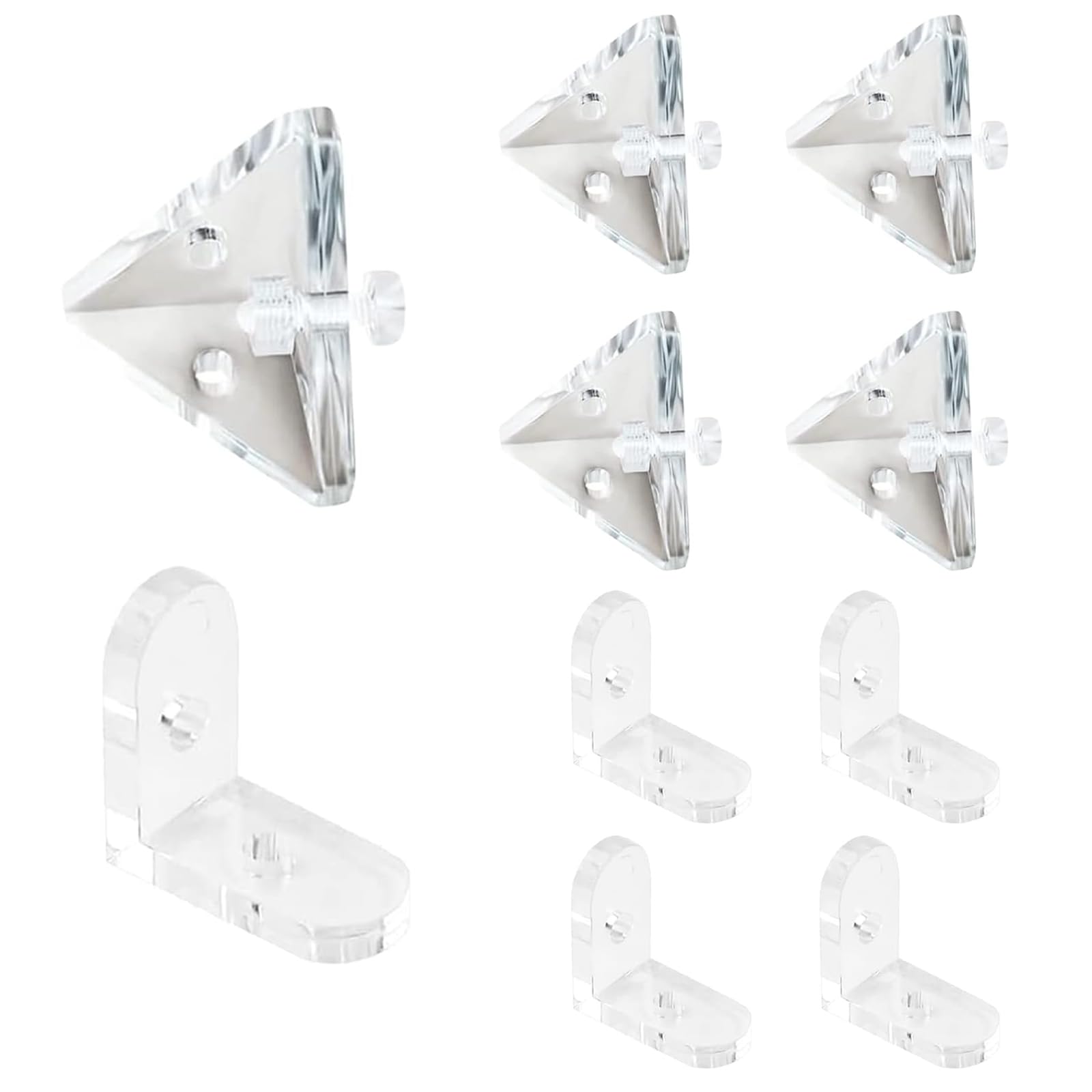 MOROBOR Acrylic Corner Bracket, 12 PCS Clear 3-Hole Right Angle Joint Brace Brackets and L-Shape Corner Bracket 90 Degree Support Shelf Corner Brace with Mounting Screws for for DIY Display Box — image 1