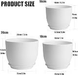 PROFIKLA Plastic Plant Pots Set 20cm 18cm 16cm with Drainage Holes Saucers White view 3