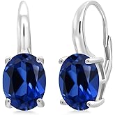 Gem Stone King Leverback Drop Dangle Earrings For Women | 925 Sterling Silver | 11X9MM Oval Gemstone Birthstone | Fine Jewelry Gifts for Her Mom Women Wife
