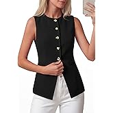 BTFBM Blazers for Women Vest Tops Business Casual Outfits Button Down Sleeveless Pockets Office Work Clothes Spring 2026