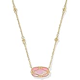 Kendra Scott Womens Elisa Lattice Frame Short Pendant Necklace Gold Blush Ivory Mother of Pearl One Size One Size