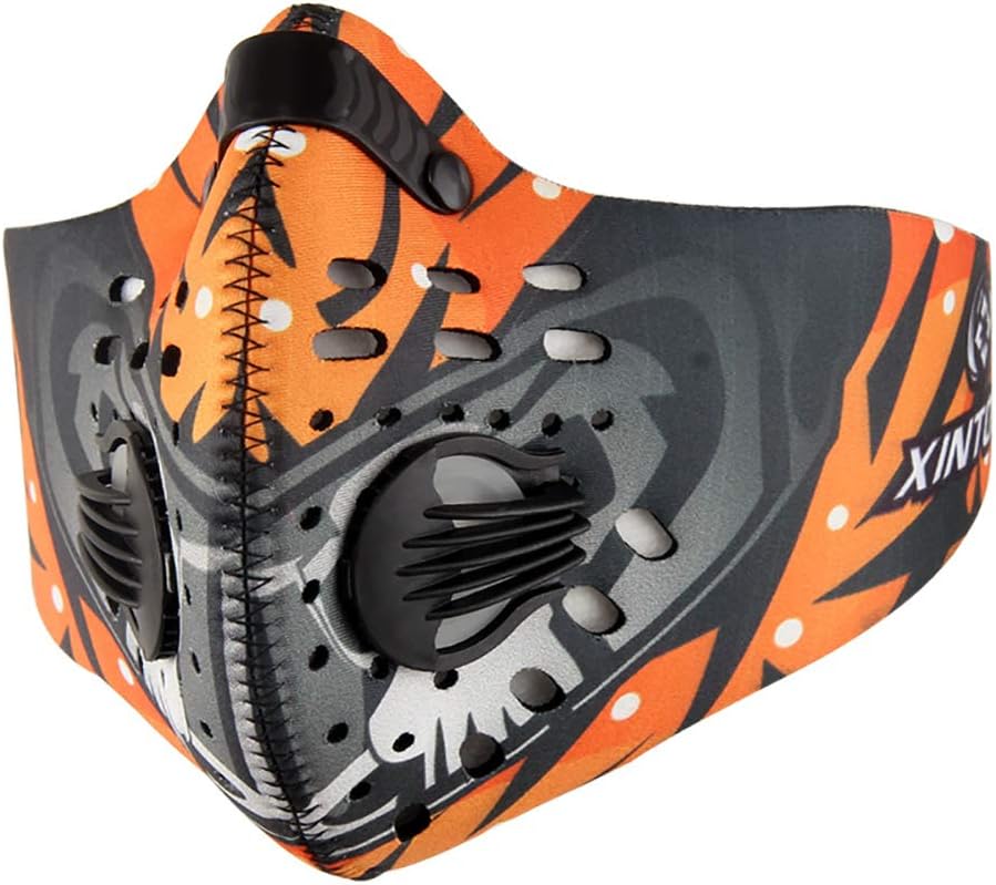 Dustproof Face Mask, LALATECH Outdoor Sporting Riding Dust Mask Respirator with Extra Carbon N99 Filters for Pollution, Anti Allergy, PM2.5, Running, Cycling, Woodworking (Colorful Orange)