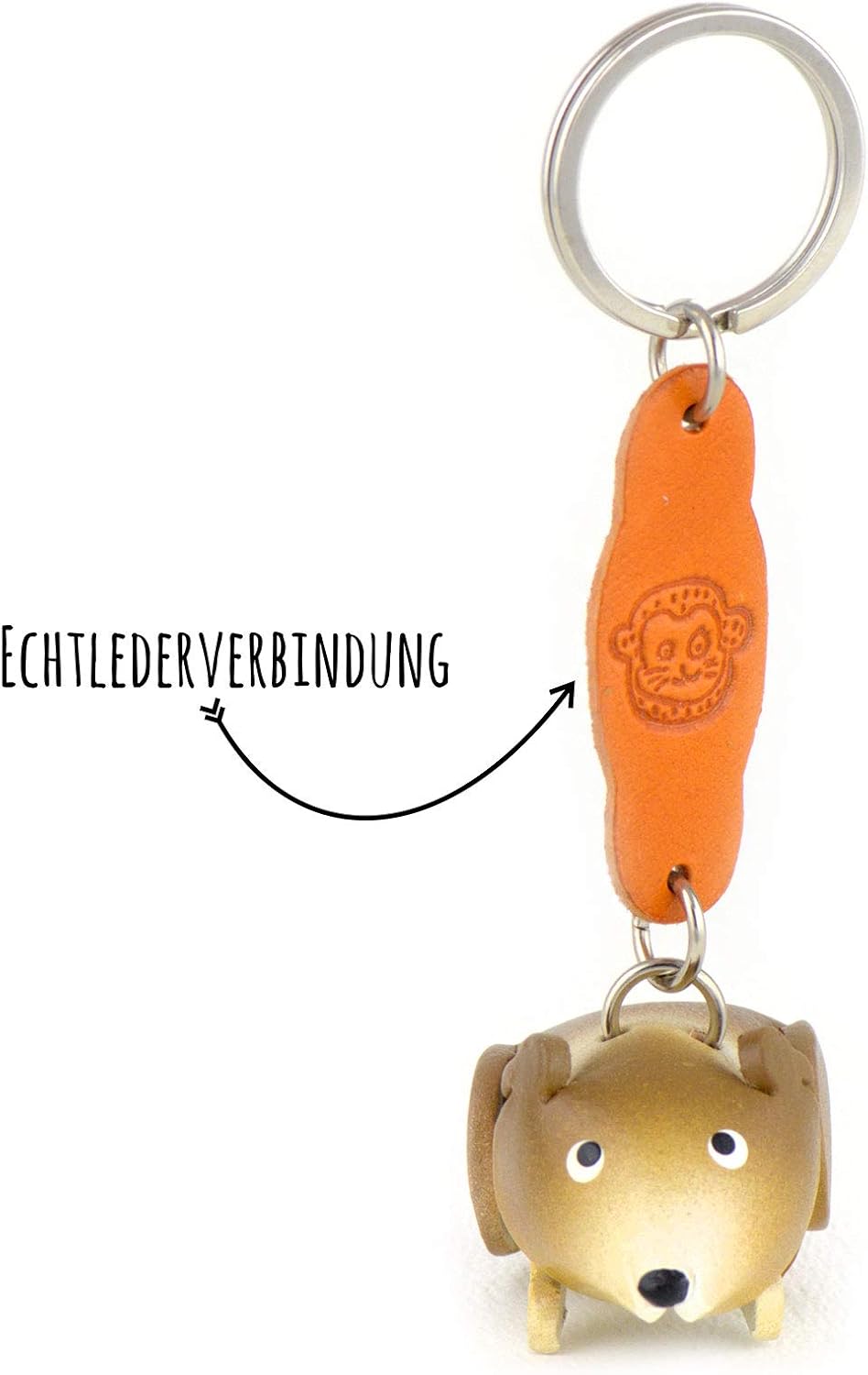 MONKIMAU Leather Keyring Hamster, Brown White - Image 4