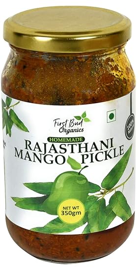 First Bud Organics Home Made Mango Pickle - 350 g | Mango Pickle Mothers Recipe | Rajasthani
