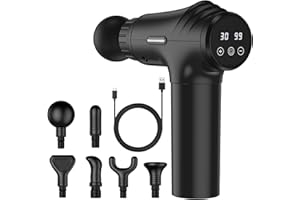 CAMEFER Massage Gun, Deep Tissue Massager for Pain Relief,Ultra Quiet,Lightweight & Portable for Home, Office, Gym Use，30 Speeds,6 Interchangeable Heads