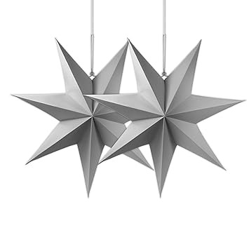 Frau Wundervoll Liebevolle Faltsterne Grau 2 Stück Durchmesser 40 Cm 7 Zacken Geschlossene Oberfläche Feste Pappe