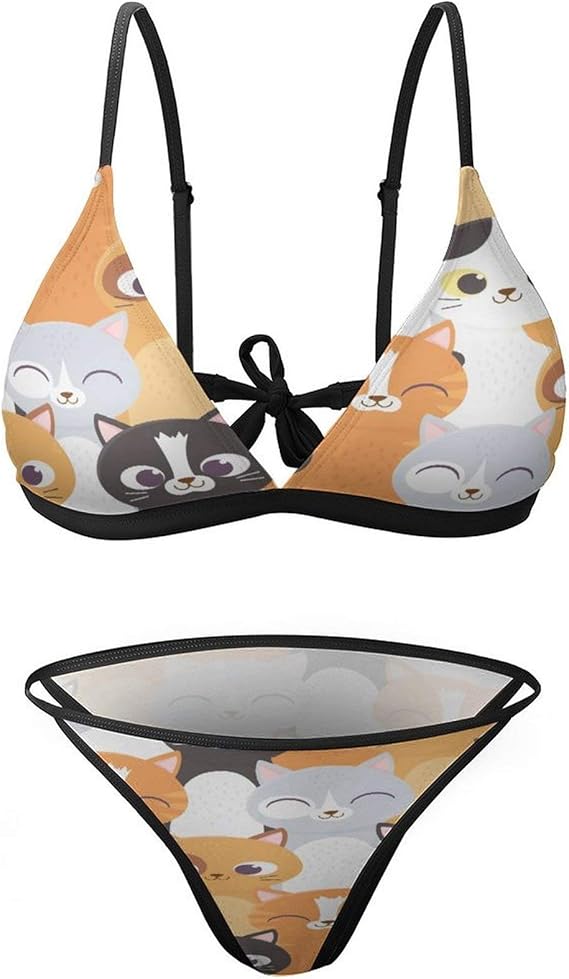Cats Pattern Sexy Swimwear 2 Piece Bathing Suit Beach