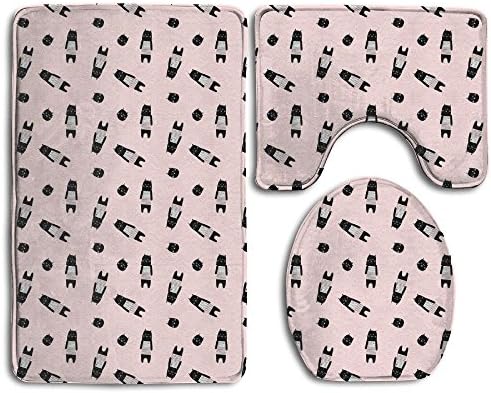 Cat Head Bathroom Outline Carpet Set Toilet Rug Bath Tub Bath Pad Bathroom Absorption Slip-On Bathroom Rug