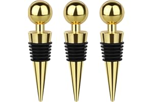 3 Pcs Wine Stopper Bottle Stopper Wine Saver, Yimerlen Silicone Vacuum Wine Bottle Corks, Reusable Wine Stopper Used for Bar, Holiday Party Keep Wine Fresh Suitable for Standard Bottle (Gold)