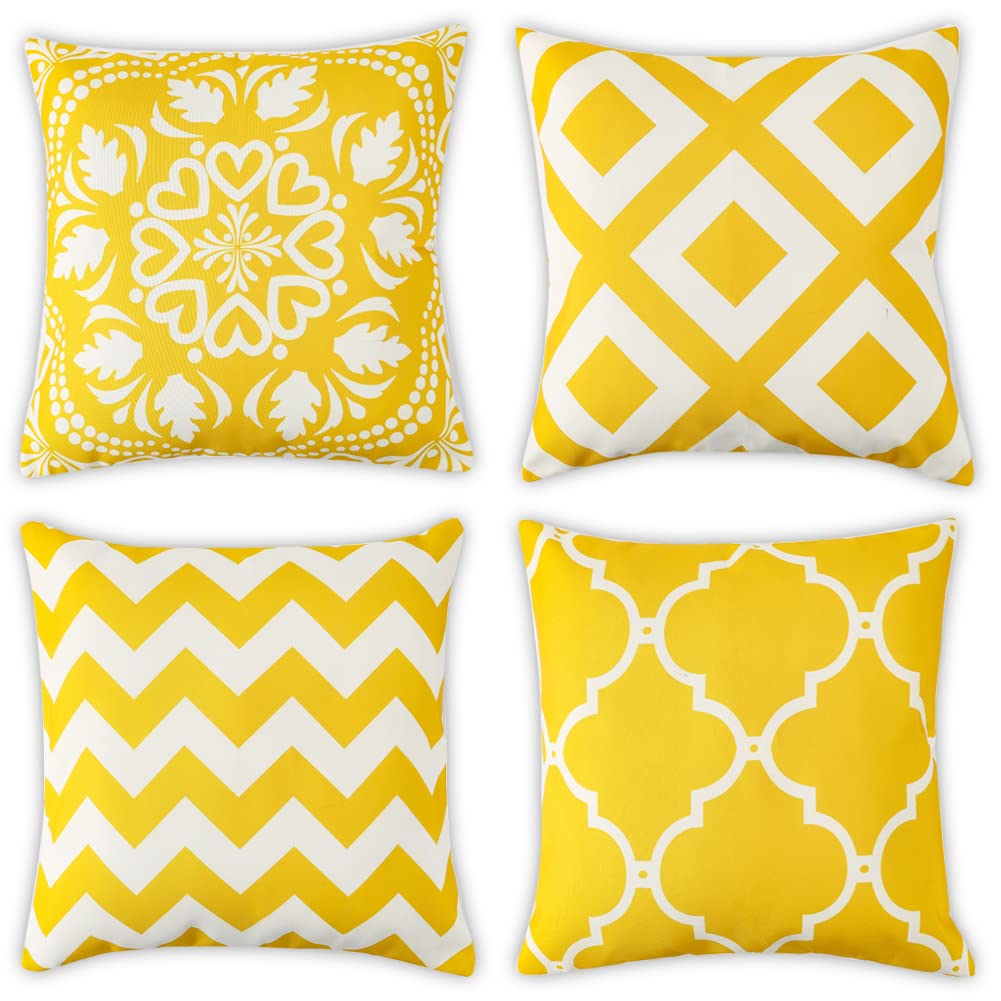 Outdoor Bench Seat Cushions - Tropical Plants Waterproof, Throw Pillow Covers for Patio, Garden, Living Room - 45 x 45cm