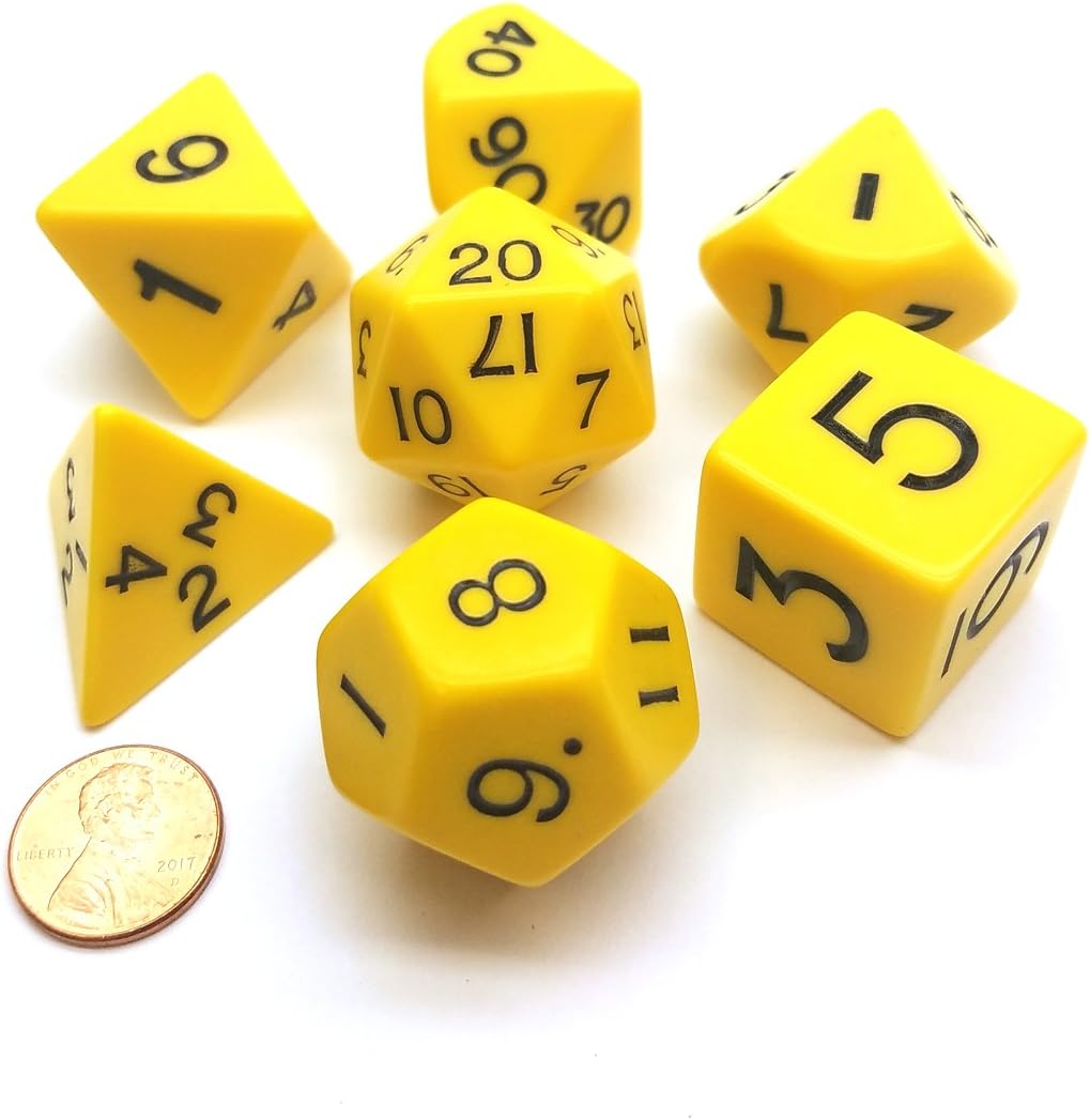 Koplow Games Jumbo Dice 7Pc Yellow/Black Plug Top