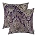 CaliTime Throw Pillow Covers Pack of 2 Supersoft Vintage Damask Floral Cushion Cases Shells for Couch Sofa Home Decor 18 X 18 Inches Deep Purple