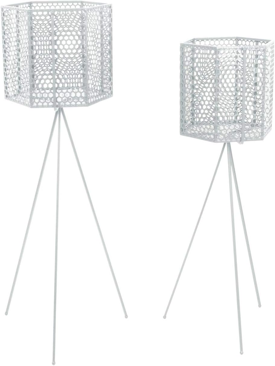 PT Living Plant Pot Set Mesh Hexagon White, Set of 2