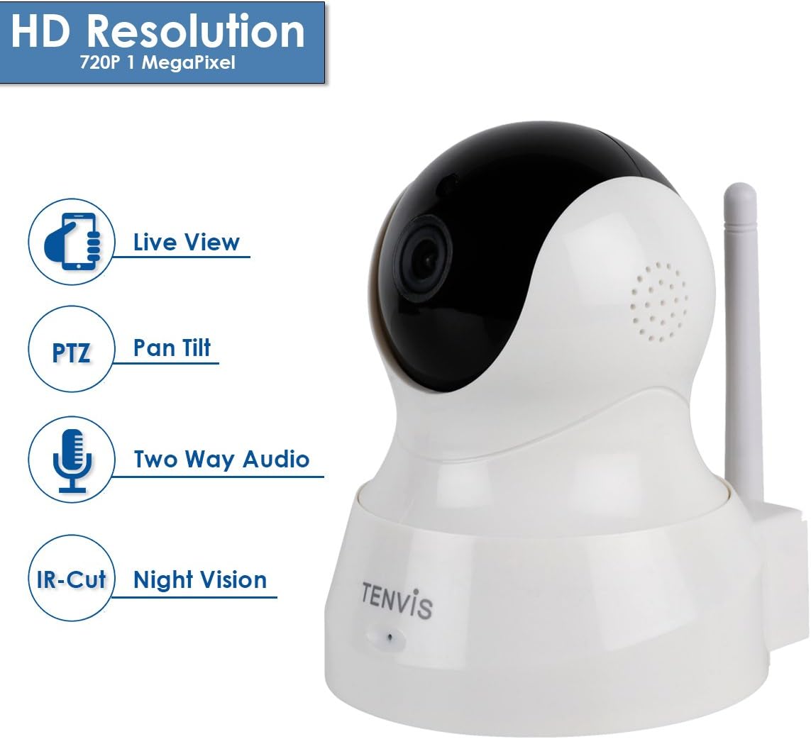 Tenvis TH661 Wireless HD IP Wifi Security Camera (White)