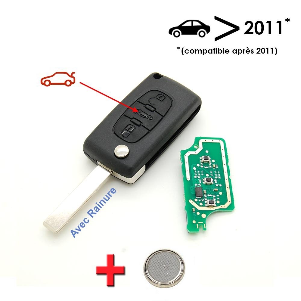 Electronic Key Programmer Peugeot 3 Button 207 307 308 with Groove 2011 + Amazon.co.uk Car
