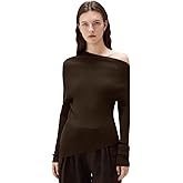SUUKSESS Women Cashmere Off Shoulder Pullover Sweater Ribbed Knit Long Sleeve Shirts