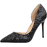 Xinmjoy High Heels Shoe for Women-Pumps Wedding Shoe Sparkling Glitter Closed Toe for Bridal, Elegant, Party & Evening