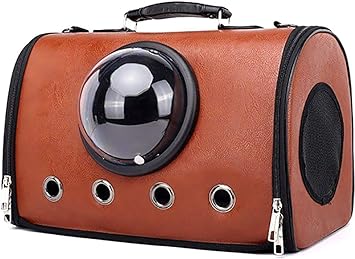 SRI Airline Approved Pet Dog and Cat Carriers with Fleece Pads Soft Sided Carrier Leather Touch (Brown)