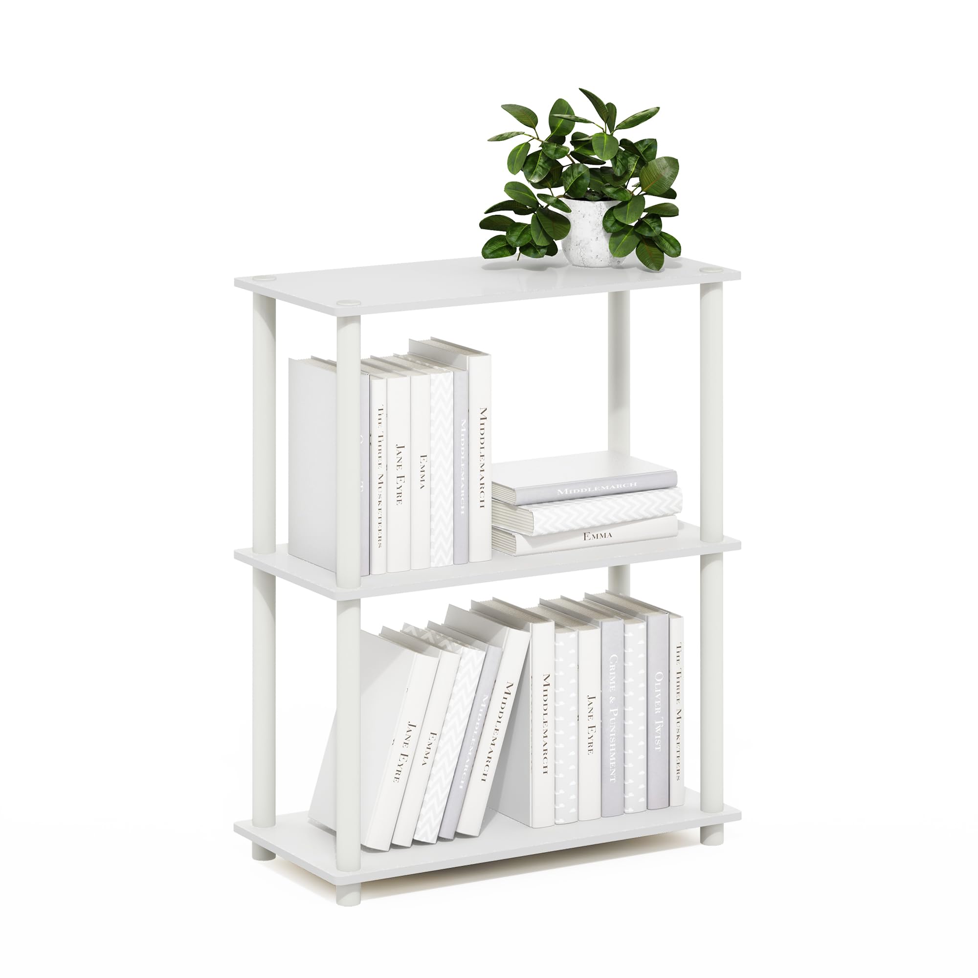Photo 1 of ***MISSING LEG SUPPORT***Furinno Turn-N-Tube Storage Shelves, 3-Tier Book Shelf, Corner Shelf, Toolless Open Shelves, for Organization and Storage, Living Room, Garage, Home Office, White