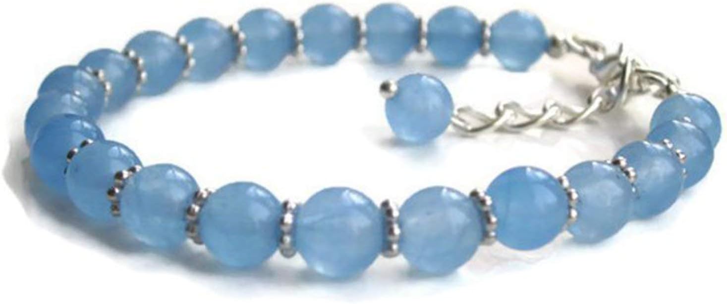 HandmadeAquamarine Bracelet, beaded silver bracelet gift