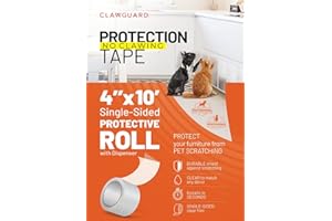 CLAWGUARD Protection Tape Roll – 4 in x 10 ft Single-Sided Scratch Barrier – Door Scratch Protector Dog & Cat – Couch Cat Scratch Protector