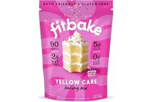 FitBake Yellow Cake Baking Mix | 2g Net Carbs Per Serving | Keto Friendly Low Carb Food | No Added Sugar Keto Snack | Zero Sugar & Gluten Free Desserts | Naturally Sweetened Cake Mixes Keto Foods 7oz