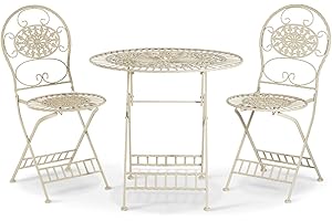 ALPINE 3-Piece Floral Bistro Outdoor Conversation Set for Patio, Yard, Garden, 28-Inch Tall, White