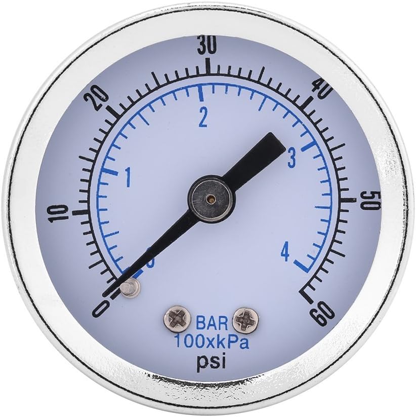 Hilitand 1/8" BSPT Dual Scale Pressure Gauge 0-60psi 0-4bar Water Air Oil