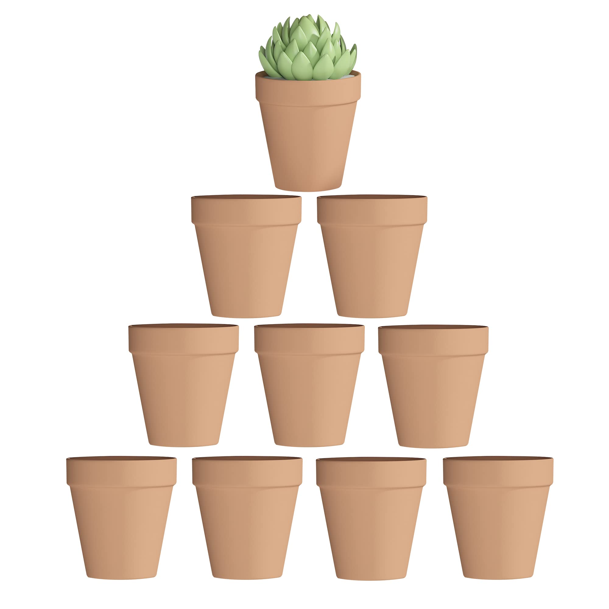 Photo 1 of Fcacti 4 Inch Terra Cotta Pots with Drainage - 10 Pack Small Terracotta Pots for Tiny Cactus Herb lithop, Clay Flower Pots, Great for Plants, Crafts, Wedding Favor