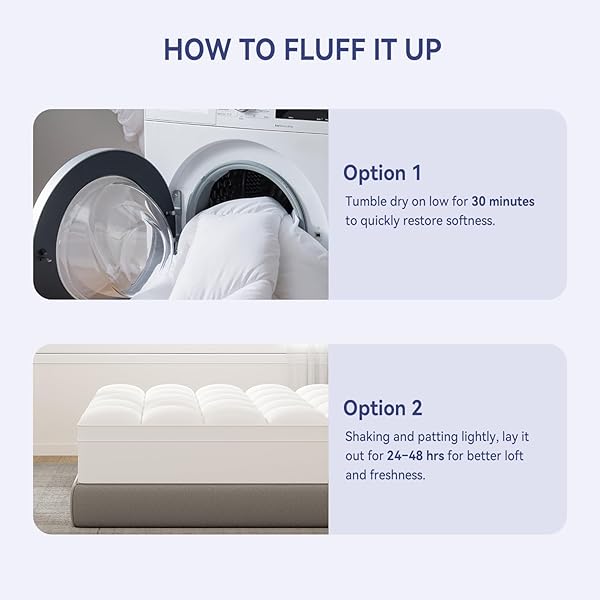 ELEMUSE KING MATTRESS TOPPER FOR BACK PAIN, EXTRA THICK MATTRESS PAD COVER, PLUSH SOFT PILLOWTOP WITH ELASTIC DEEP POCKET, OVERFILLED DOWN ALTERNATIVE FILLING