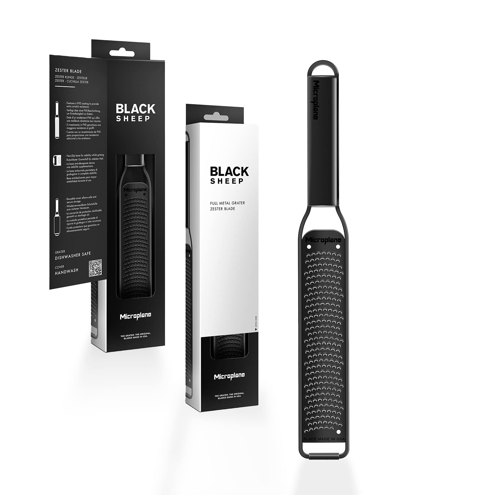 Microplane Kitchen Zester Grater with a Stainless-Steel Blade - Made in USA, for Citrus, Parmesan, Ginger, Chocolate & Nutmeg from The Black Sheep Series