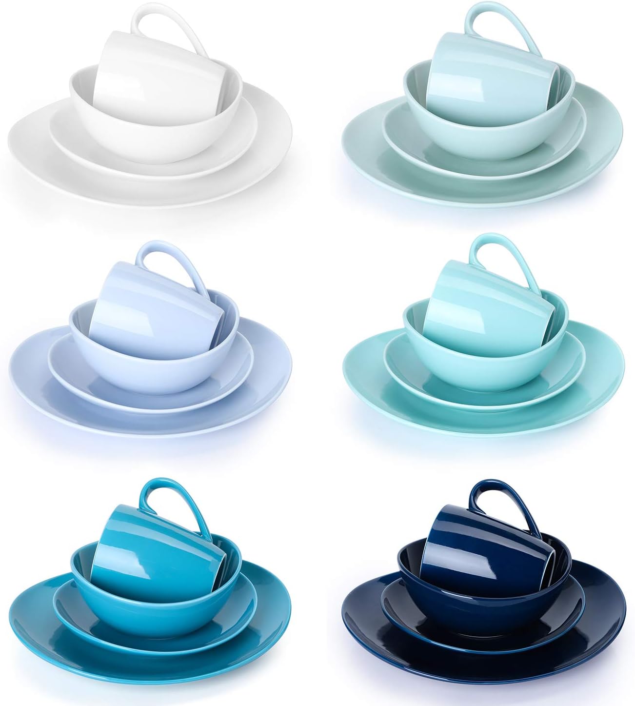  | Sweese 199.003 Porcelain Dinnerware Set, 24-Piece, Service for 6, Cool Assorted Colors: Dinnerware Sets